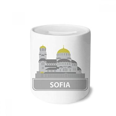 Imagem de DIYthinker Sofia Bulgária Caixa de Dinheiro com Padrão de Marco Cinza Caixa de Moedas de Cerâmica Presente de Cofrinho