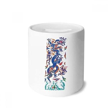 Imagem de DIYthinker Caixa de dinheiro chinesa com estampa de nuvem de dragão chinês, porta-moedas de cerâmica, presente de cofrinho