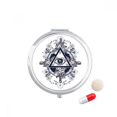 Imagem de Caixa de comprimidos com estampa de triângulo de flor para olhos, caixa de armazenamento de medicamentos, dispensador de recipiente