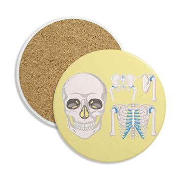 Imagem de Ilustrações de esqueleto humano, costeletas, porta-copos de cerâmica, suporte de caneca, pedra absorvente para bebidas, presente de 2 peças