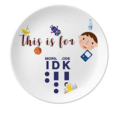 Imagem de Morse Code Know Dot-line Expression Porcelana Prato Jantar Redondo Prato Menino Homem