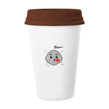 Imagem de Caneca de cerâmica Air Fly Kiss com expressão de cabeça adorável para copo de café