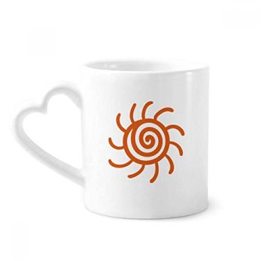 Imagem de Caneca laranja com pintura à mão Sun Sunshine Caneca de café cerâmica copo de coração de vidro