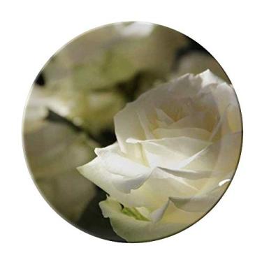 Imagem de Prato decorativo de porcelana grande com rosas brancas escuras, louças de jantar