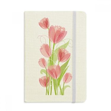 Imagem de Caderno de ilustração tulipa de flores em tecido capa dura oficial diário clássico