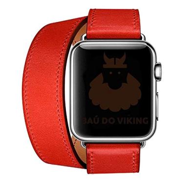 Imagem de Pulseira Couro Double Tour Duas Voltas, compatível com Apple Watch (Vermelho, 38/40/41mm)
