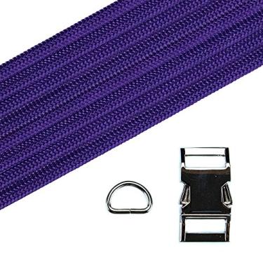 Imagem de Paracord Planet Kit de coleira de cachorro DIY – Coleira de corda de paraquedas para cães – Fivela de 550 Paracord de 1,5 cm e anel D de 9,5 cm – Ferragens de metal preto e prata – opções de cores (Boxer)