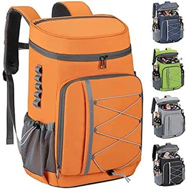 Imagem de YANGKTIC Mochila térmica leve com isolamento térmico 30 latas Cooler Bag Cooler à prova de vazamento - Laranja