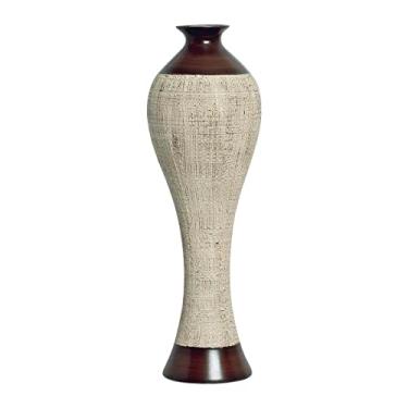 Imagem de Vaso de Chão de Cerâmica Marrom e Palha Ganash Califórnia Decoração de Sala