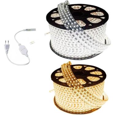 Imagem de Mangueira Fita Led Chata 5050 25m Alto Brilho Sanca Gesso Marcenaria decoração - Branco...