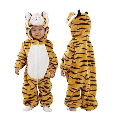 Imagem de TONWHAR Kids' And Toddlers' Infant Tiger Dinosaur Animal Fancy Dress Costume Outfit Hooded Romper Jumpsuit (1-3 Months/Height:20"-23",Tiger)