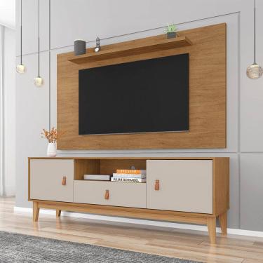 Imagem de Rack 02 Portas 01 Gaveta e Painel Esmeralda Plus Cedro Off White Casa D