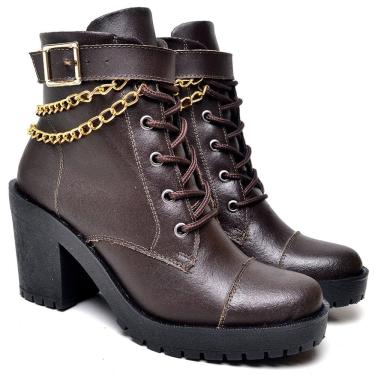 Imagem de Bota Coturno Sola Macia Krn Shoes Com Correntes Fivela Super Estilosa