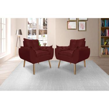 Imagem de Kit 2 Poltronas Opala Decorativa Suede, Escritório, Consultório, Quarto, Recepção