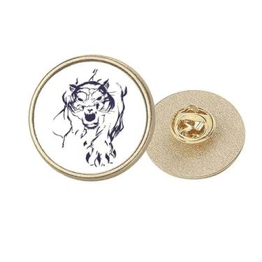 Imagem de Tiger King Animal Art Deco Fashion Redondo Metal Dourado Broche Clip, Medium, não aplicar