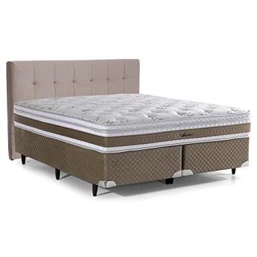 Imagem de Cama Box com Cabeceira King Herval Amore, 67x193x203 cm, Molas Ensacadas, Base Verde