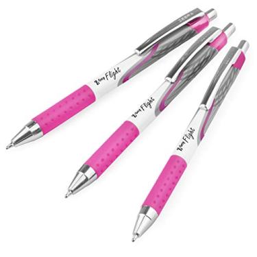 Imagem de Zebra Canetas esferográficas clássicas Z-Grip Flight – 1,2 mm – Rosa – Pacote com 3