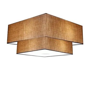 Imagem de Plafon Quadrado Cúpula Tecido Dupla 25/50x35 cm, Vivare Iluminação, Plafon3022 LPLP, Palha, Médio