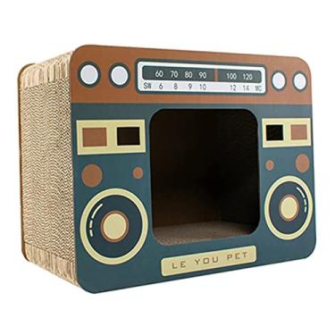 Imagem de Casa de Papelão para Gatos, Papel Ondulado Respirável, Grande Espaço, Multiuso, Casa para Arranhar Gatos para Brincar (Rádio)