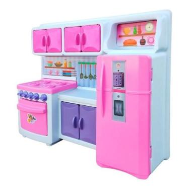 Imagem de Brinquedo Cozinha Infantil Com Geladeira Fogão Forno Armário - Shopbr