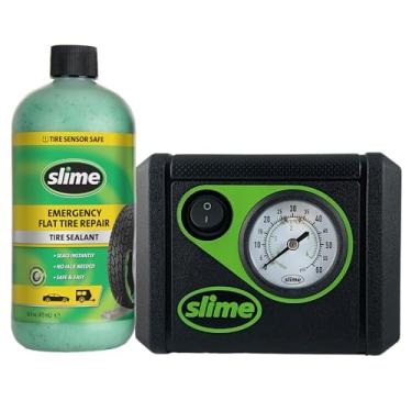 Imagem de Slime 50107 Reparo de perfuração de pneu plano, Smart Spair, kit de emergência para pneus de carro, inclui selante e bomba de enchimento de pneu, adequado para carros e outros veículos rodoviários,