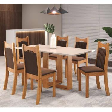 Imagem de Mesa de Jantar Retangular Laguna com 6 Cadeiras Dalas Mel/Blonde/Bombom