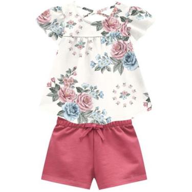 Imagem de Conjunto Infantil Milon Menina Blusa E Short - Rosas
