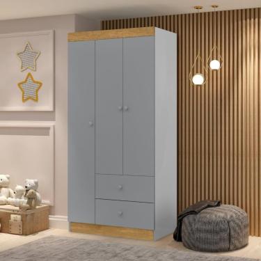 Imagem de Guarda Roupas Infantil 3 Portas 2 Gavetas Catatau Cinza/Nature