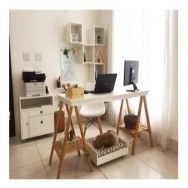 Imagem de Cavalete Com Estrado madeira pinus 80 p/ bancada Home office