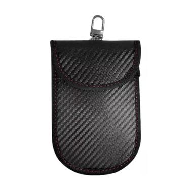 Imagem de Faraday Bag Bolsa preta faraday com proteção de gaiola, capa carteira, bolsa para chave faraday para celular, proteção de privacidade, bolsa anti-espionagem (Color : Black, Size : 14.4x9.7cm)