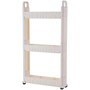 Imagem de Carrinho de rolamento de 3 camadas, carrinho de cozinha de 10 cm de largura com rodas, carrinho de armazenamento móvel, armazenamento estreito para banheiro, carrinho de armazenamento fino p
