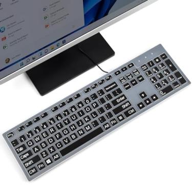 Imagem de Capa de teclado Dell para teclado KB216 KB216p com fio e KM636 sem fio, Optiplex 5250 3050 3240 5460 7450 7050, Inspiron AIO 3475/3670/3477 - protetor de teclado preto com impressão grande