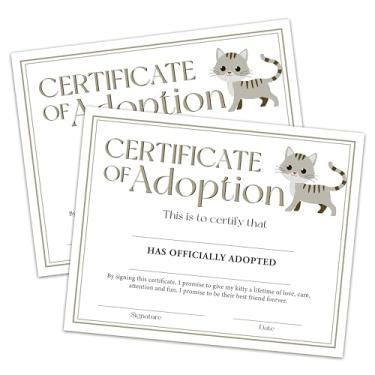 Imagem de Certificado de adoção de animais de estimação - Adote um certificado de gato para menina menino - Decorações de festa de adoção de gato gatinho - Suprimentos de lembrancinhas de festa de aniversário