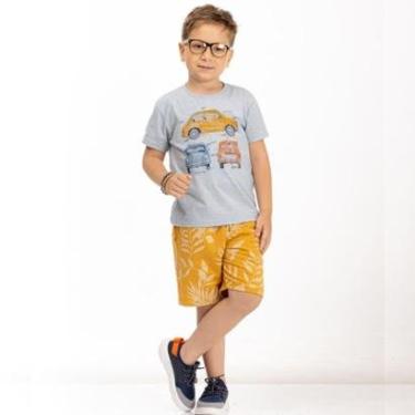 Imagem de Camiseta Infantil Menino Mangas Curtas Carro Com Quebra Cabeça Tam 4 a 10 - Biogás-Masculino