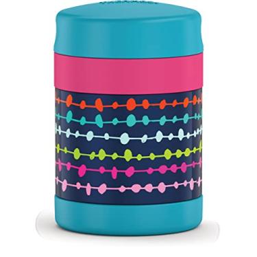 Imagem de Thermos Frasco de aço inoxidável isolado a vácuo de 283 g com colher, linhas e pontos da marinha