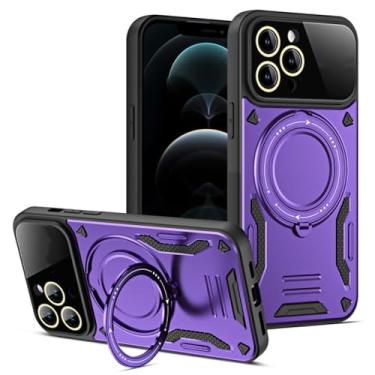 Imagem de Capa de telefone magnética luxuosa com suporte giratório de 360 ° para iPhone 11 14 12 13 Pro Max para Samsung S23Ultra Plus Capa de proteção de armadura, roxa, para iPhone 13 ProMax