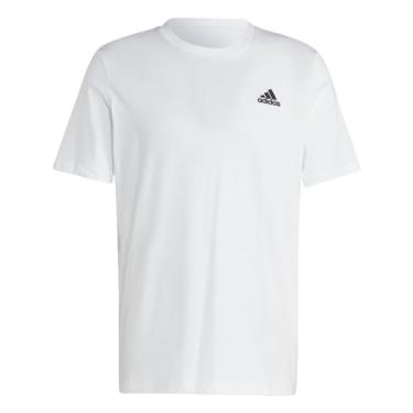Imagem de adidas Camiseta masculina Size Essentials camiseta única bordada com logotipo pequeno, branca, GGG/alta, Branco, XXG Alto