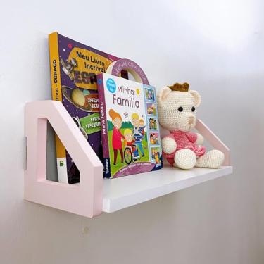 Imagem de Genérico, 1 Prateleira colorida decoração infantil geométrica 60x15cm Cor:Rosa
