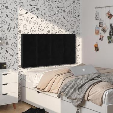 Imagem de Cabeceira Preto Cama Box Suspensa Solteiro Painel 0.90 cm Estofada Suede Quarto Decoração