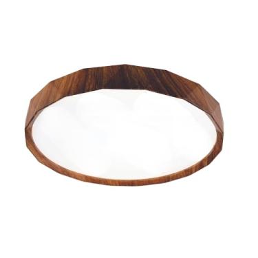 Imagem de Plafon de Sobrepor Redondo Acrilico Estilo Madeira Led 60W 3 em 1 Bivolt 38cm