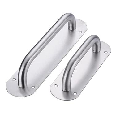 Imagem de Maçaneta da porta de aço inoxidável espesso à prova de fogo, porta de puxar e empurrar portas de madeira. Maçanetas pesadas 280x68mm Maçaneta para móveis, 198x64mm