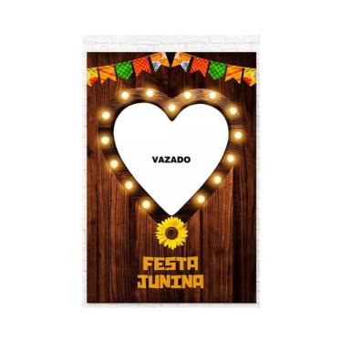 Imagem de Painel Decorativo Vazado Festa junina coração