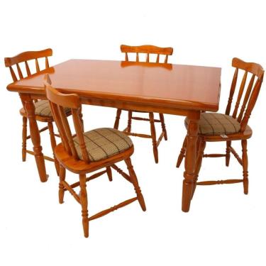 Imagem de Conjunto Mesa de Jantar 125cm com 4 Cadeiras Estofadas Multimóveis CR50084