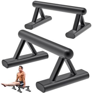 Imagem de SELEWAERE Parallettes de metal para treino de chão alças push up barras antiderrapantes barras de apoio de mão para fitness calistênico estrutura de tubo de aço resistente com acabamento de tinta