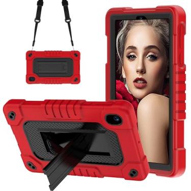 Imagem de FIEWESEY Capa para tablet Walmart Onn 7 polegadas geração 4/para tablet Onn 7 polegadas modelo 2024, resistente à prova de choque com alça de ombro para Onn 7 2024 Modelo: 100135924 Tablet (vermelho +