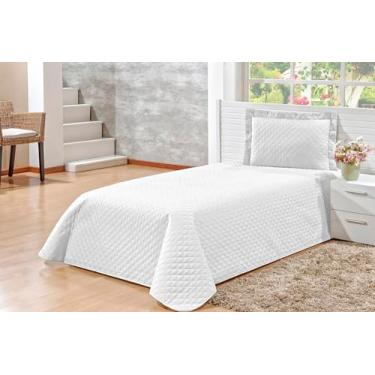 Imagem de Kit Cobre Leito Solteiro Kaique 02 Peças Liso Ideal Cama Box (Branco)