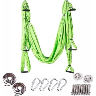 Imagem de Rede de pano de ioga aérea, balanço de ioga para antigravidade, toalha de ioga aérea, faixa de fitness para ioga, arnês de ioga não elástico, corda de tração aérea de ioga, verde fruta