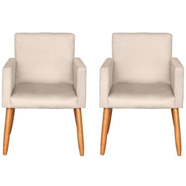 Imagem de Kit 2 Poltronas Cadeira Decorativa para Sala de estar Cadeiras para Recepção Manicure Escritório Sala De Espera (BEGE)