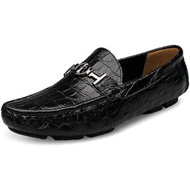Imagem de Sapatos de Couro Para Homem Mocassins Condução Casual Passeio Barco de Moda Casamento Preto 48/47