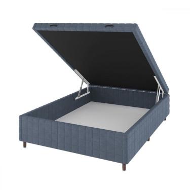 Imagem de Base de Cama Box Casal Vision com Baú Rústico/Azul - Vian